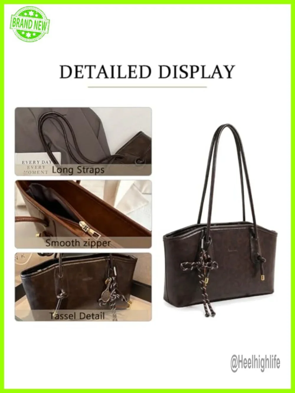 Faux Leather Hobo Tote Bag with Zipper Top Handle Shoulder Strap